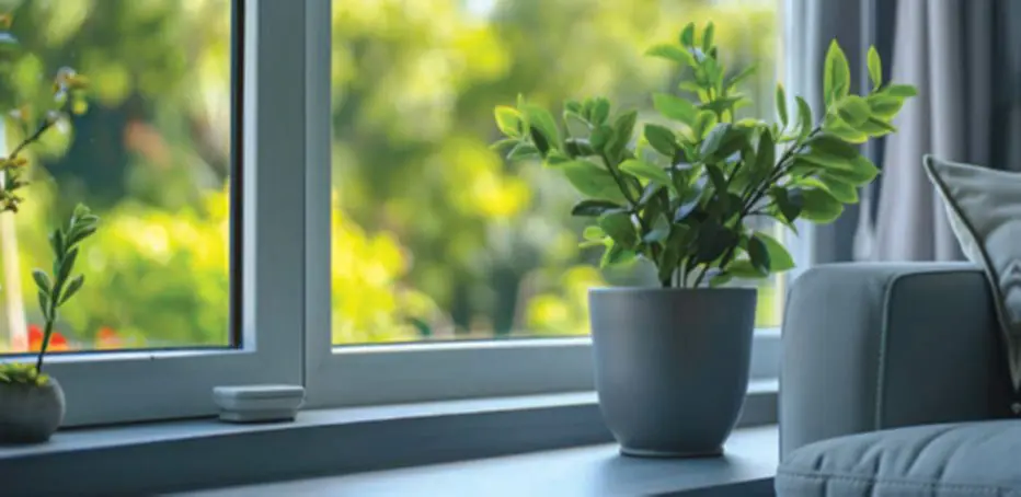 Retrofit Double Glazing and Secondary Glazing 3 Double glazed window in a living room with a plant on the sill